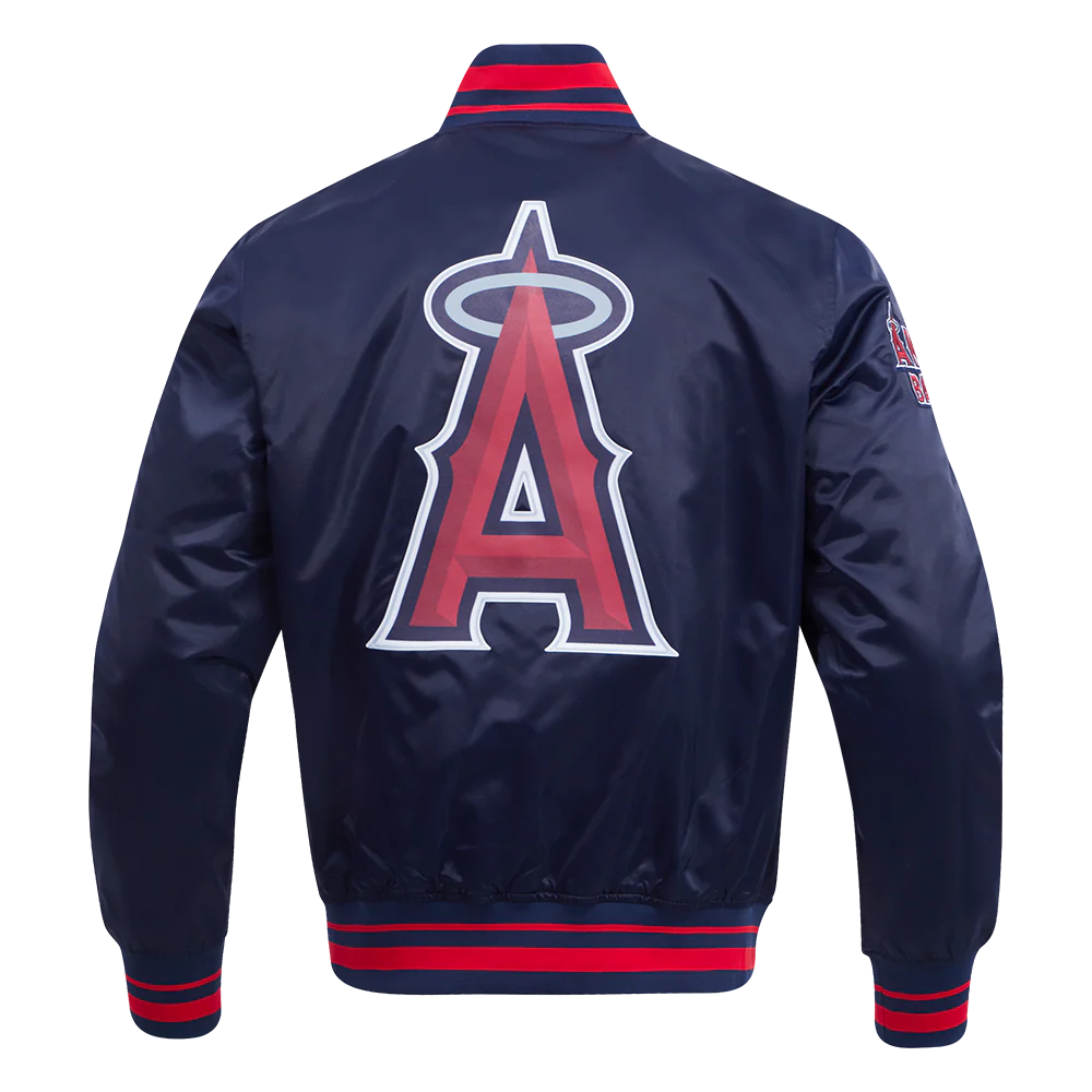 MLB LOS ANGELES ANGELS SCRIPT TAIL MEN'S SATIN JACKET (MIDNIGHT NAVY/RED/MIDNIGHT NAVY) - Image 4