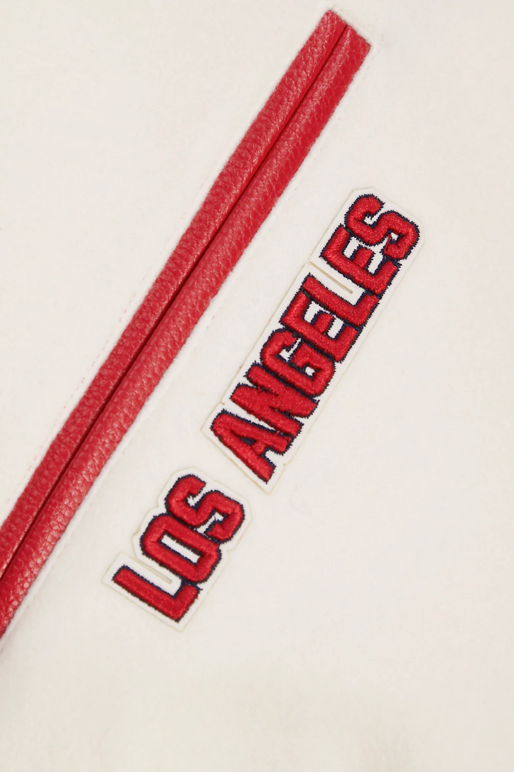 MLB LOS ANGELES ANGELS RETRO CLASSIC MEN'S RIB WOOL VARSITY JACKET (EGGSHELL/ RED) - Image 10