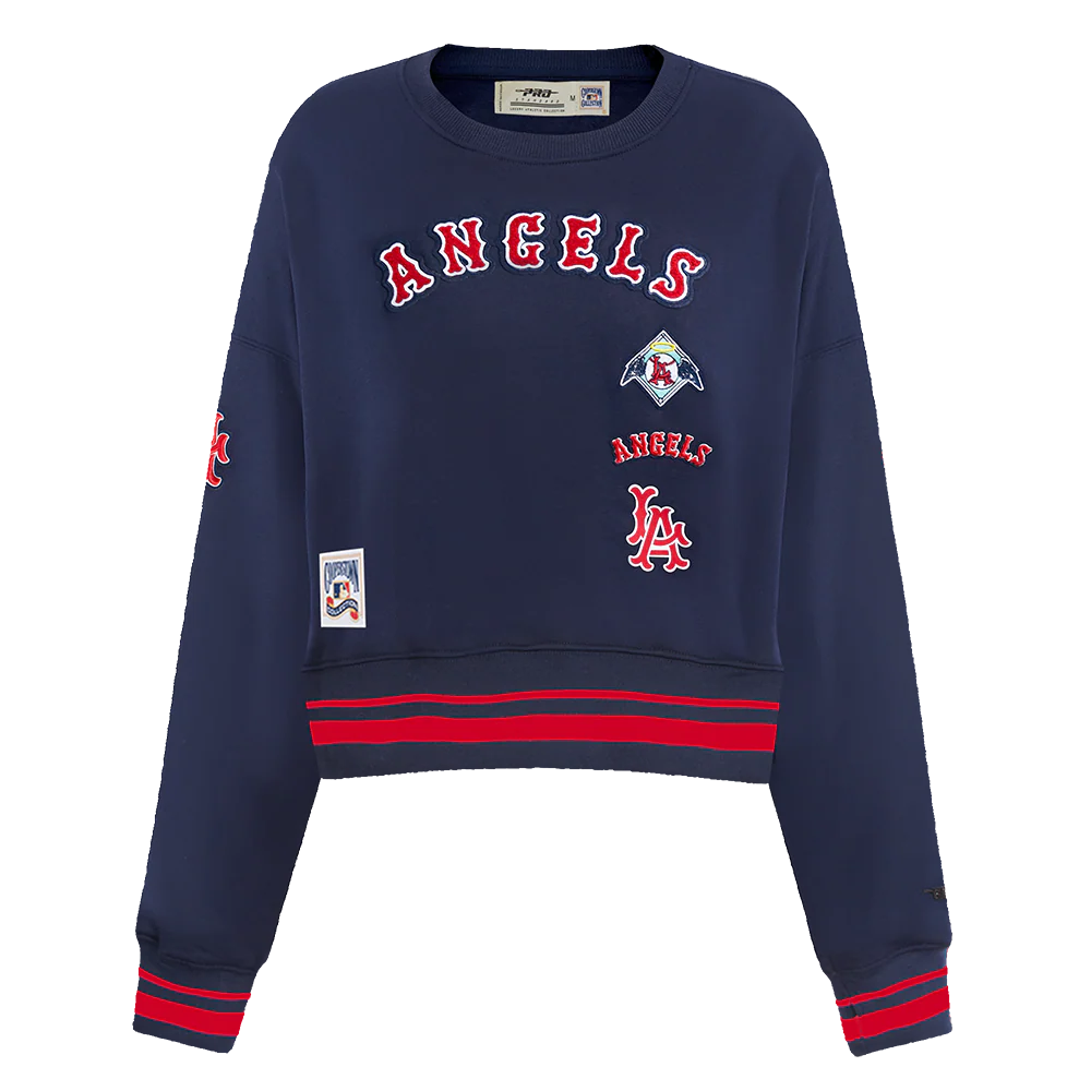 MLB LOS ANGELES ANGELS RETRO CLASSIC WOMEN'S RIB CREWNECK (MIDNIGHT NAVY/RED/MIDNIGHT NAVY)