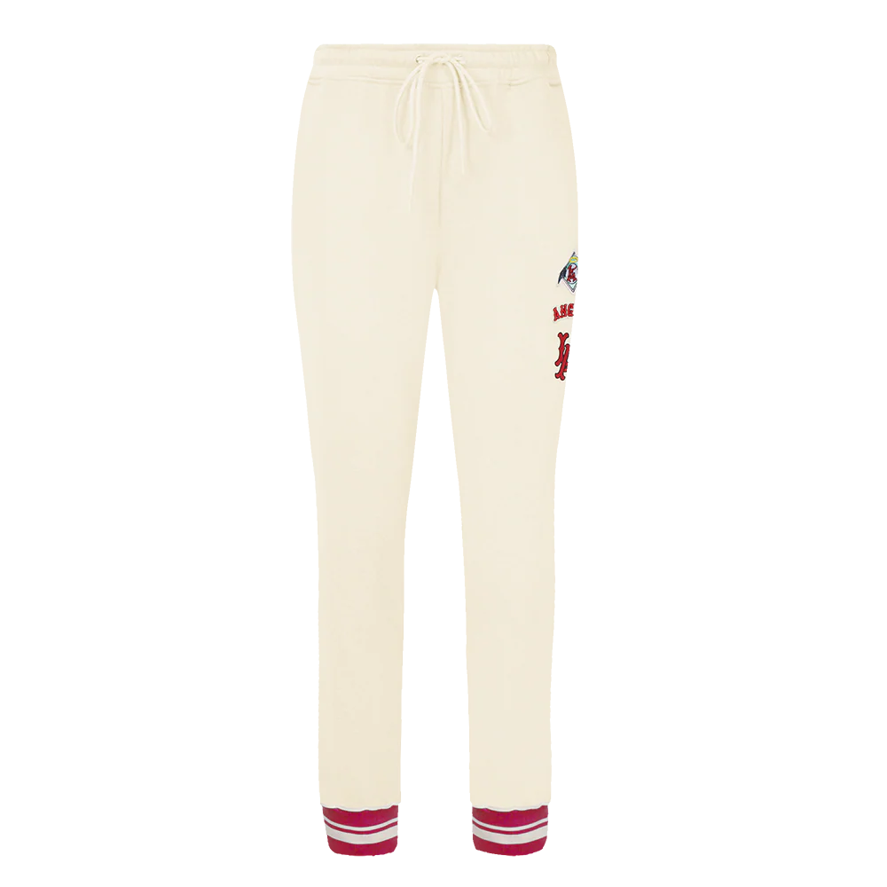 MLB LOS ANGELES ANGELS RETRO CLASSIC WOMEN'S RIB SWEATPANT (EGGSHELL/ RED) - Image 2