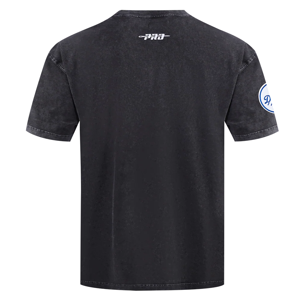 MLB LOS ANGELES DODGERS CHROME MEN'S COTTON JERSEY DROP SHOULDER TOP (WASHED BLACK) - Image 3