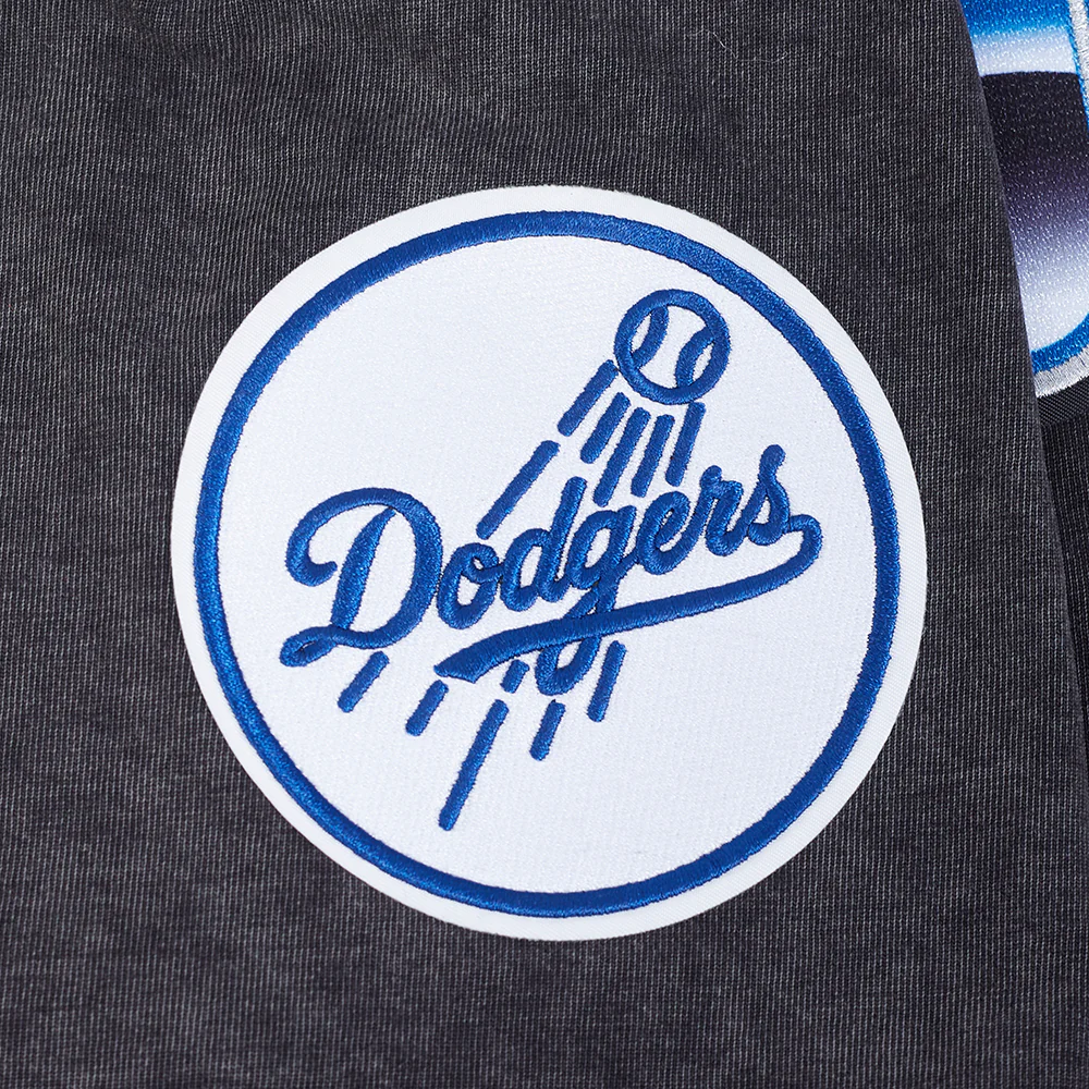 MLB LOS ANGELES DODGERS CHROME MEN'S COTTON JERSEY DROP SHOULDER TOP (WASHED BLACK) - Image 6