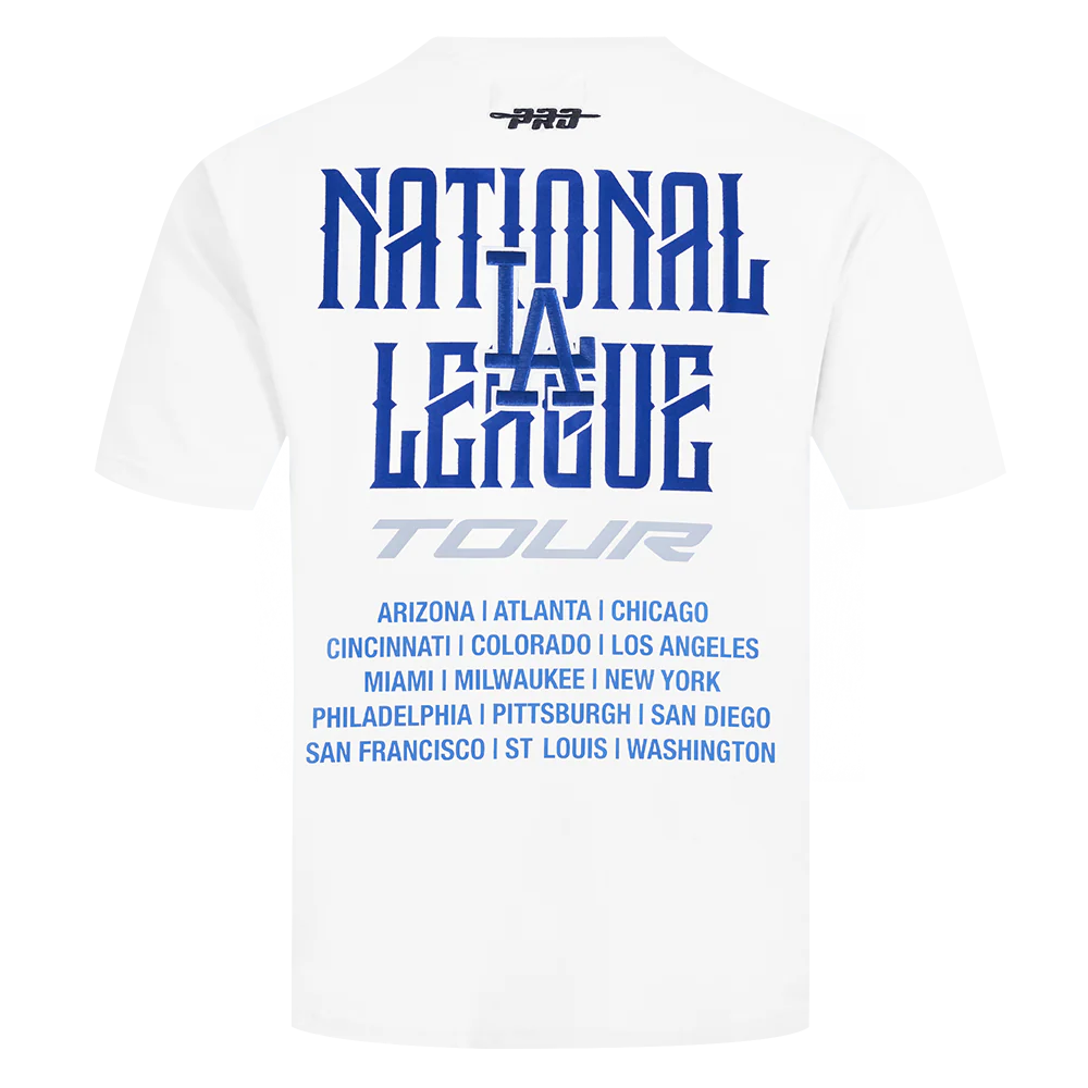 MLB LOS ANGELES DODGERS CITY TOUR 2.0 MEN'S COTTON JERSEY DROP SHOULDER TOP (WHITE) - Image 3
