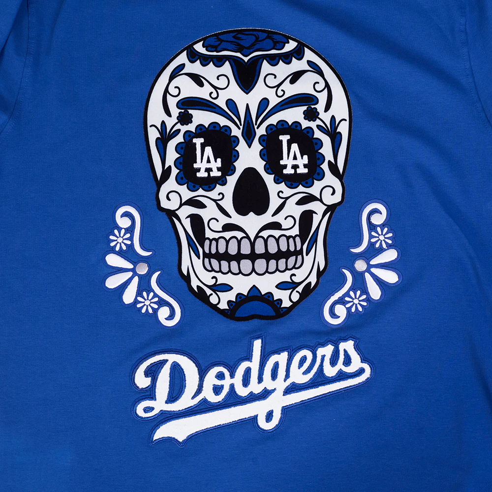 MLB LOS ANGELES DODGERS SUGAR SKULL MEN'S SINGLE JERSEY STRIPED TOP (DODGER BLUE) - Image 5