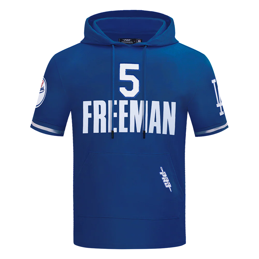 MLB LOS ANGELES DODGERS FREDDIE FREEMAN #5 CLASSIC MEN'S SHORT SLEEVE PULLOVER HOODIE (DODGER BLUE)