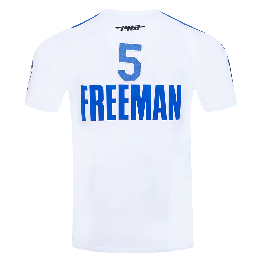 MLB LOS ANGELES DODGERS FREDDIE FREEMAN #5 CLASSIC MEN'S SINGLE JERSEY STRIPED TOP (WHITE/DODGER BLUE) - Image 3