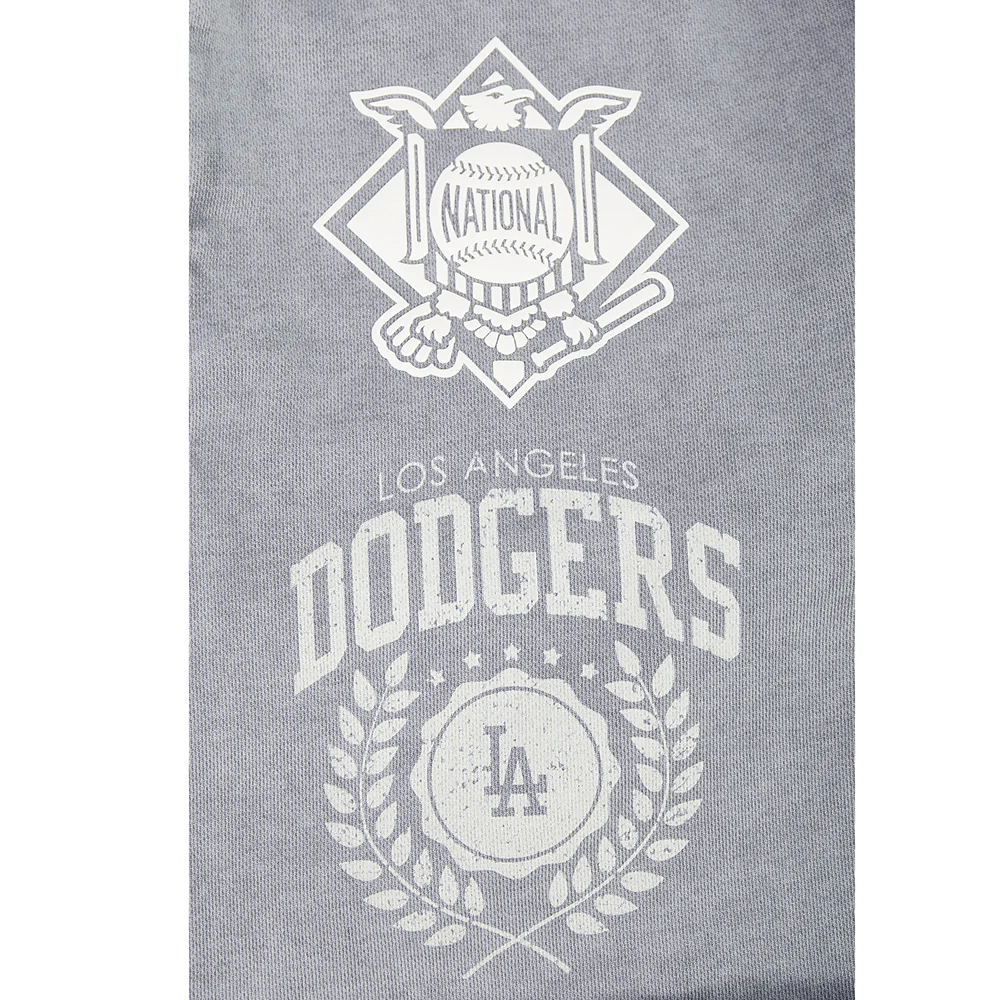 MLB LOS ANGELES DODGERS STREET TEAM MEN'S ENZYME WASH FT CUT-OFF SHORT (WASHED GREY) - Image 6