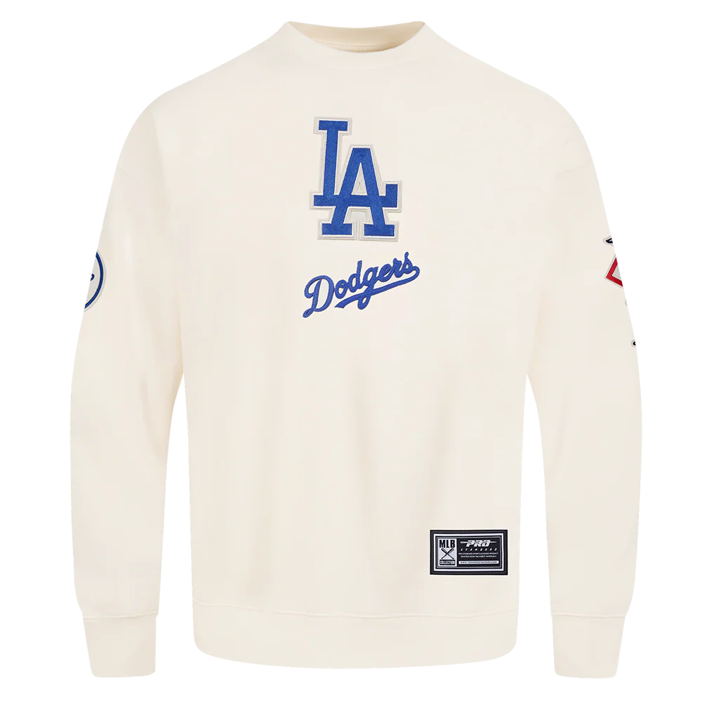 MLB LOS ANGELES DODGERS MODERN ORIGINALS MEN'S FLC CREWNECK (EGGSHELL) - Image 3