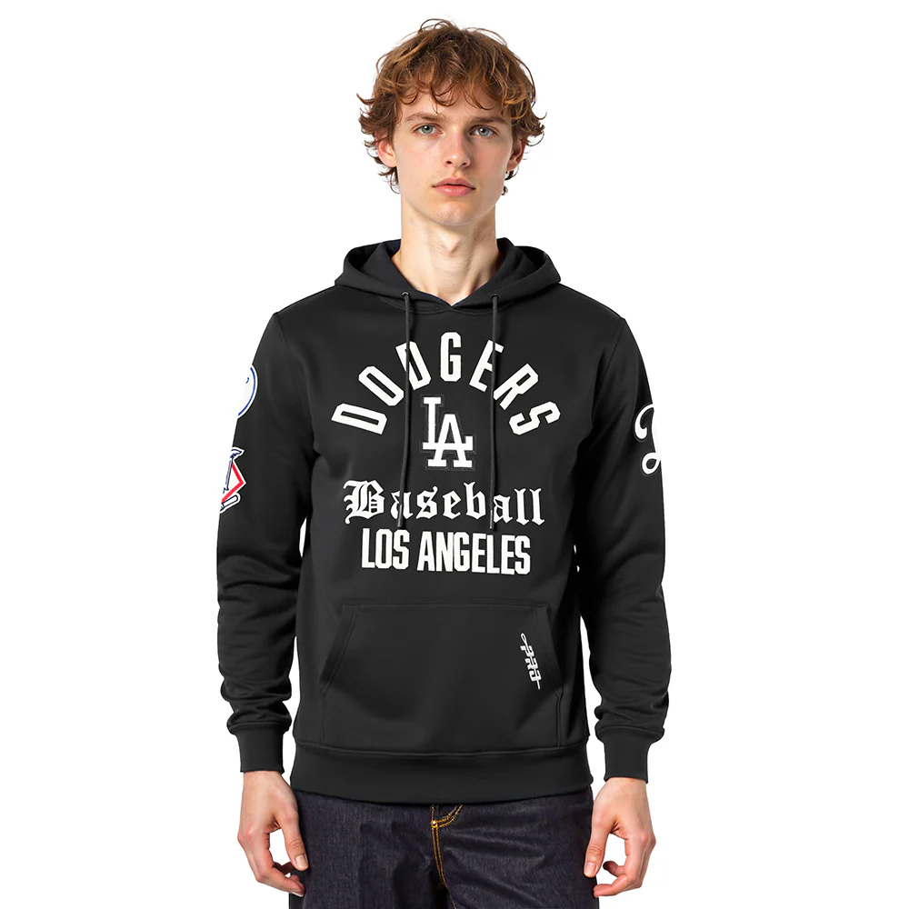 MLB LOS ANGELES DODGERS MODERN ORIGINALS MEN'S FLC PO HOODIE (BLACK)