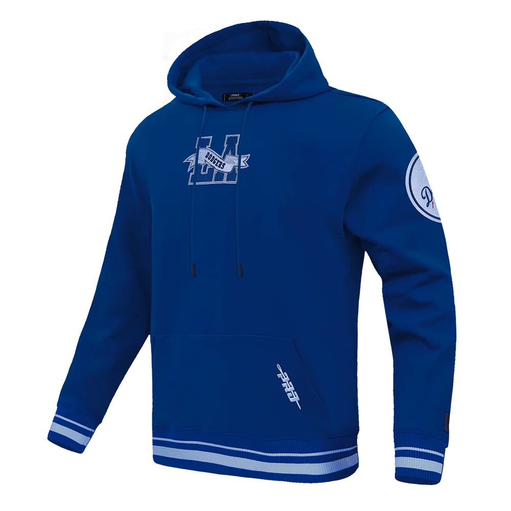 MLB LOS ANGELES DODGERS TEAM PENNANTS MEN'S RIB FLEECE PULLOVER HOODIE (DODGER BLUE) - Image 2