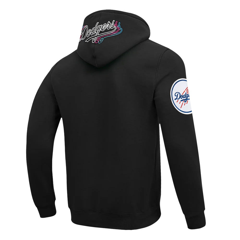 MLB LOS ANGELES DODGERS ECHO LOGO MEN'S FLEECE PULLOVER HOODIE (BLACK) - Image 4