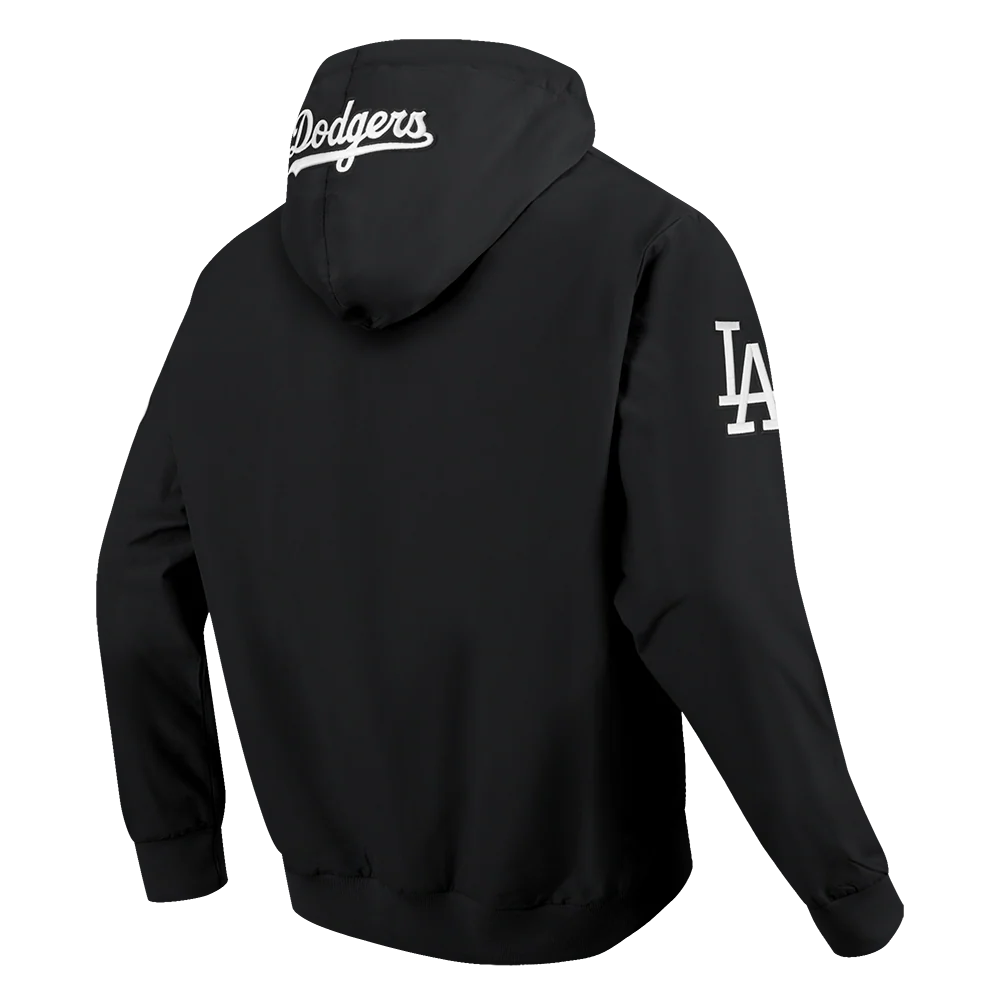 MLB LOS ANGELES DODGERS CLASSIC WIND SUIT MEN'S WOVEN FULL ZIP PULLOVER HOODIE (BLACK) - Image 4