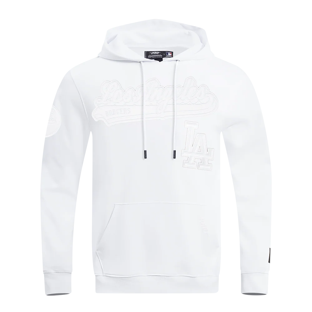 MLB LOS ANGELES DODGERS WHITE OUT MEN'S DOUBLE KNIT PULLOVER HOODIE (WHITE)