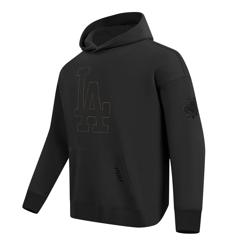 MLB LOS ANGELES DODGERS BLACKOUT MEN'S DROP SHOULDER FLC PO HOODIE (BLACK) - Image 3