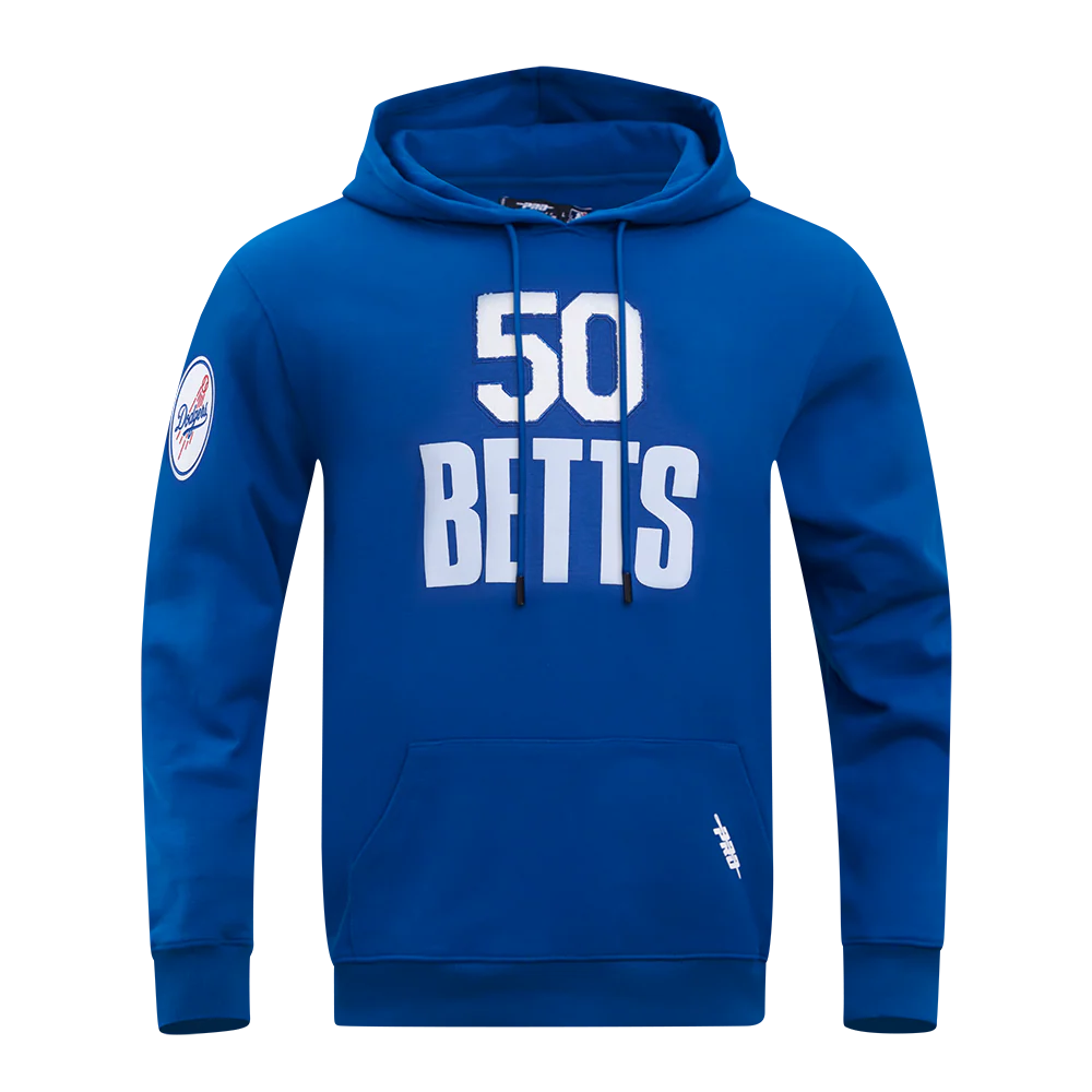 MLB LOS ANGELES DODGERS MOOKIE BETTS #50 CLASSIC MEN'S DOUBLE KNIT PULLOVER HOODIE (DODGER BLUE)