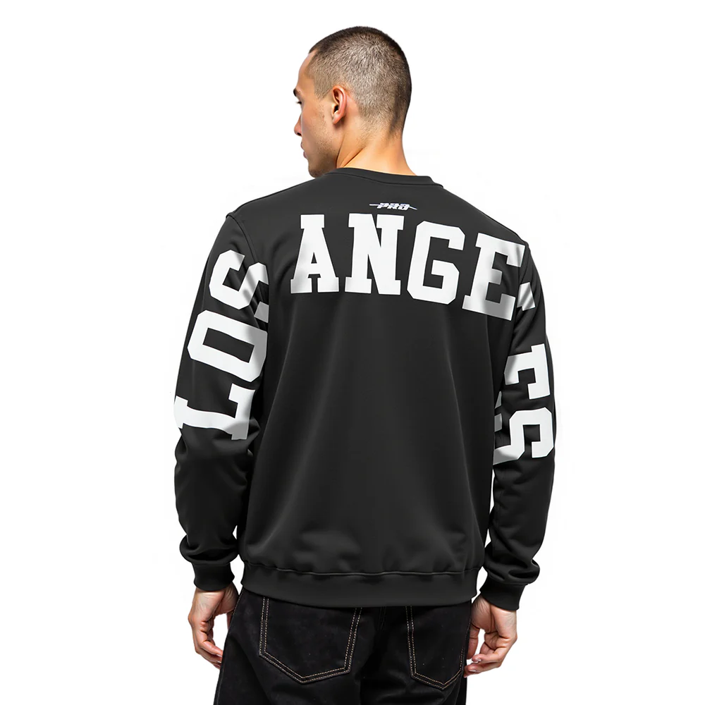 MLB LOS ANGELES DODGERS WINGSPAN MEN'S DROP SHOULDER FLC CREWNECK (BLACK)
