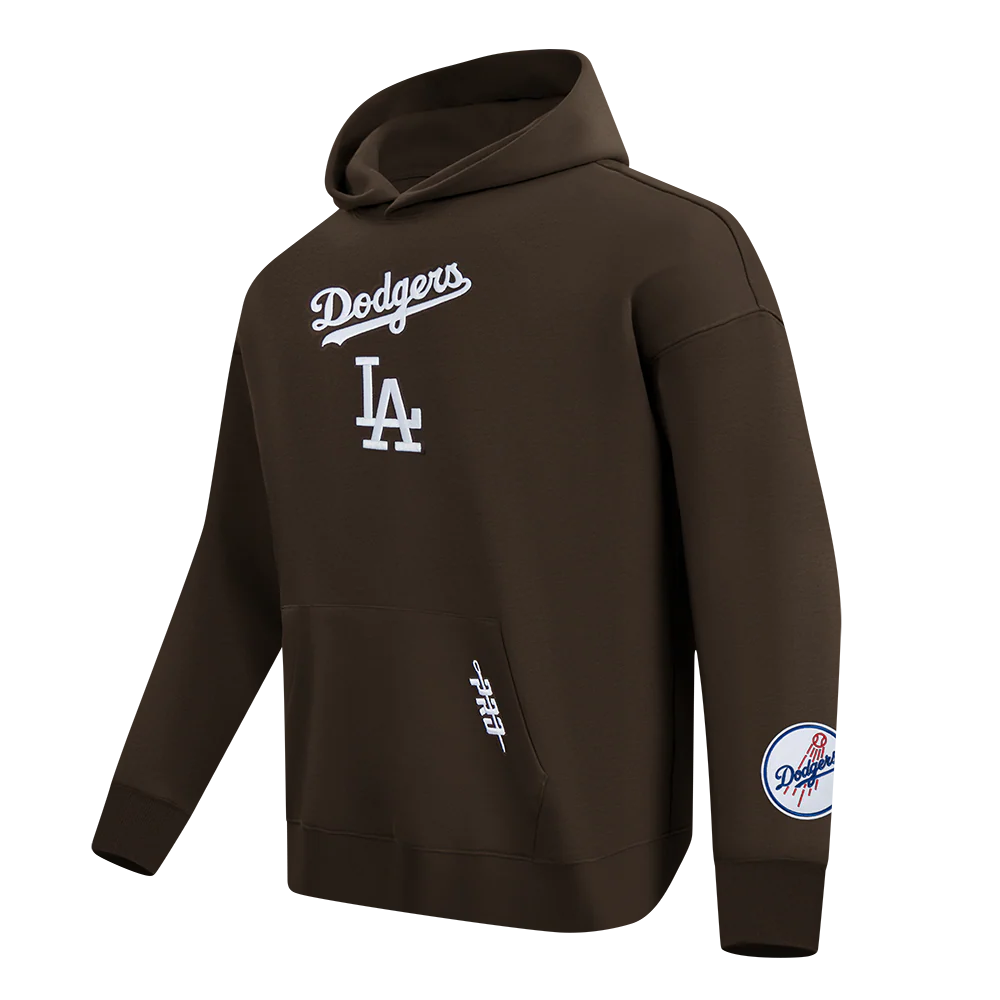 MLB LOS ANGELES DODGERS WINGSPAN MEN'S DROP SHOULDER FLC PO HOODIE V2 (BROWN) - Image 4