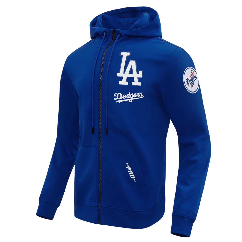 MLB LOS ANGELES DODGERS CLASSIC CHENILLE MEN'S DK FZ HOODIE (DODGER BLUE) - Image 3