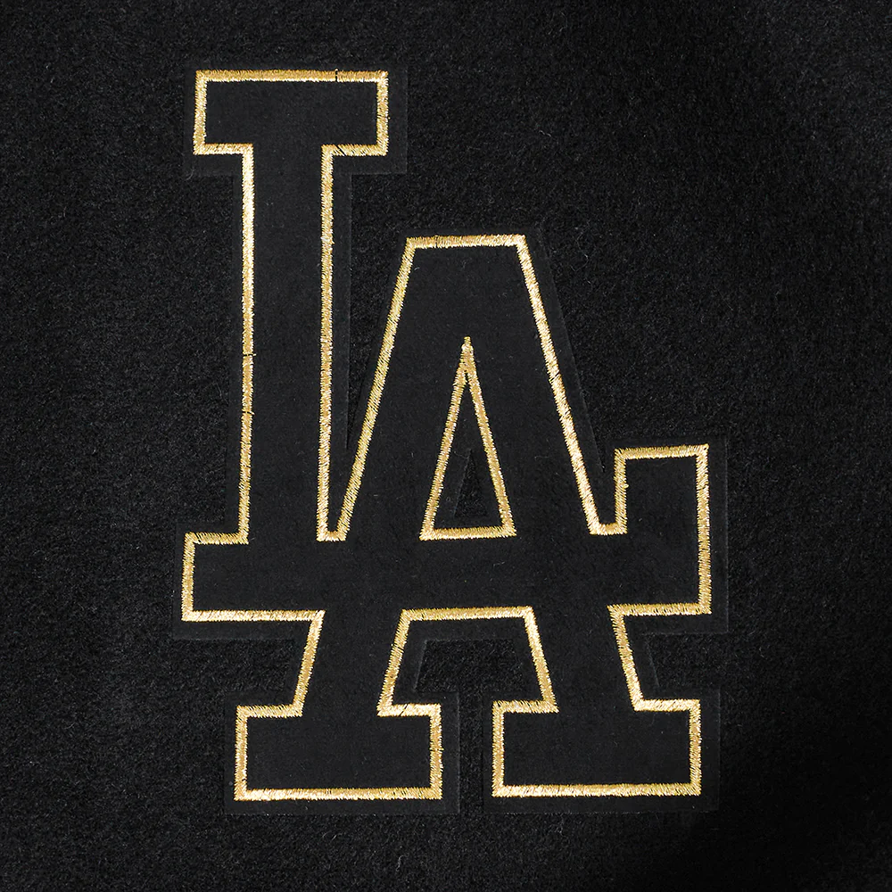 MLB LOS ANGELES DODGERS BLACK & GOLD MEN'S WOOL VARSITY JACKET (JET BLACK) - Image 12