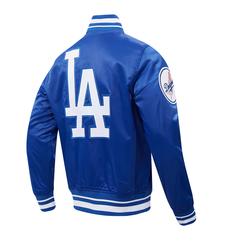 MLB LOS ANGELES DODGERS SCRIPT TAIL MEN'S SATIN JACKET (DODGER BLUE) - Image 3