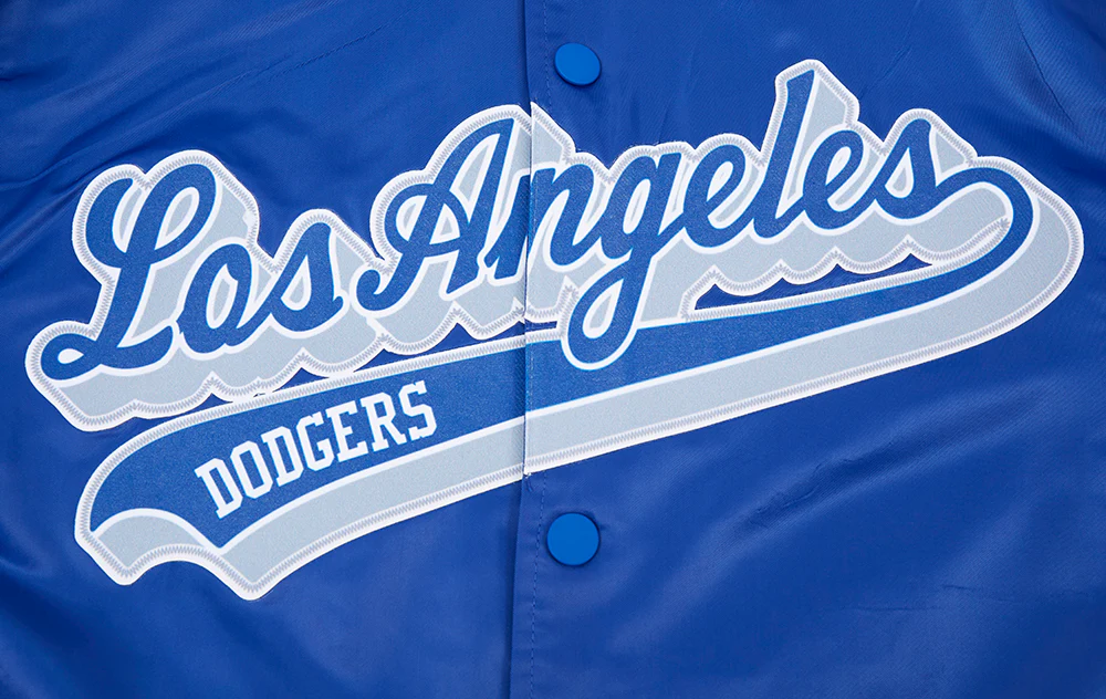 MLB LOS ANGELES DODGERS SCRIPT TAIL MEN'S SATIN JACKET (DODGER BLUE) - Image 7