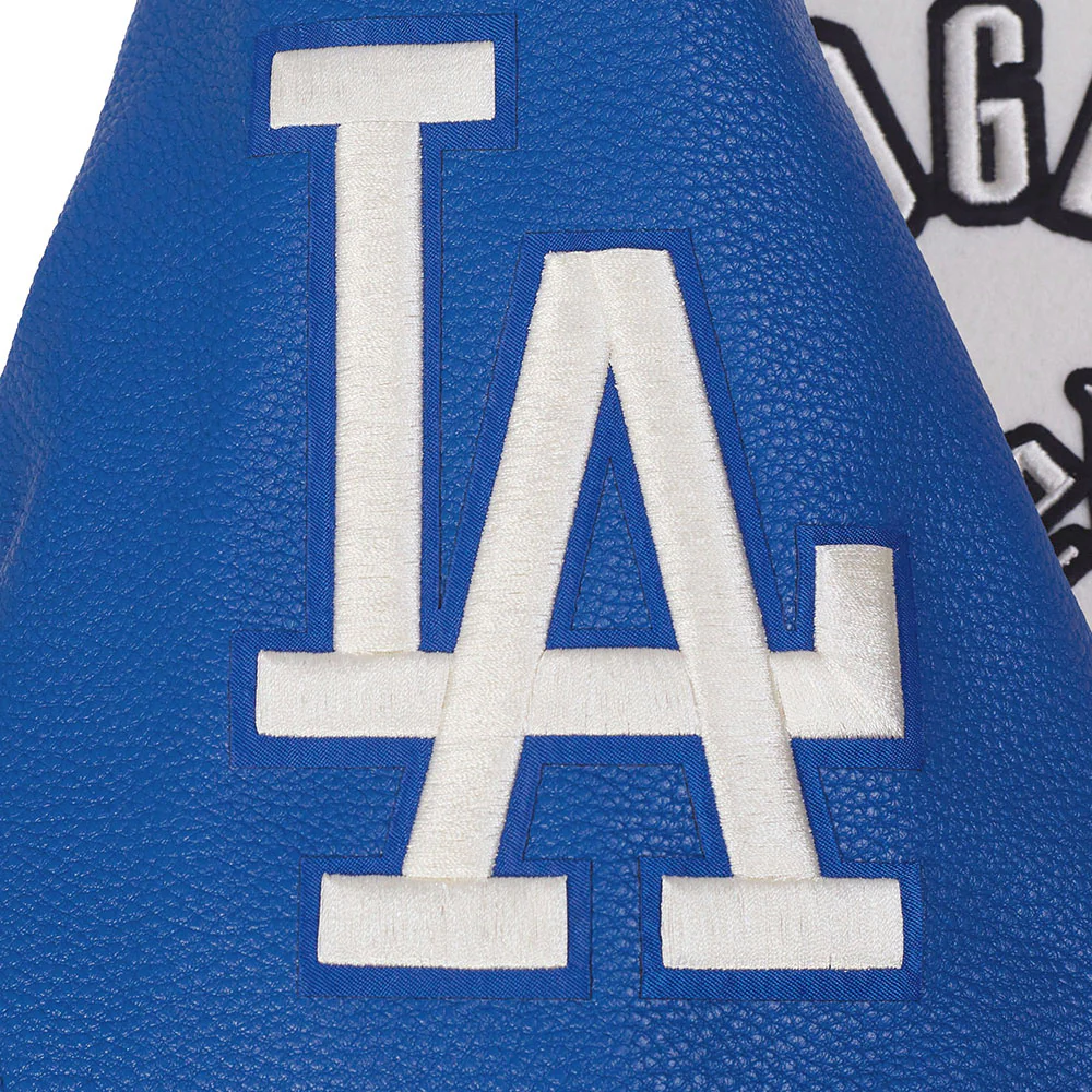MLB LOS ANGELES DODGERS MODERN ORIGINALS MEN'S RIB WOOL VARSITY JACKET (EGGSHELL/DODGER BLUE) - Image 7