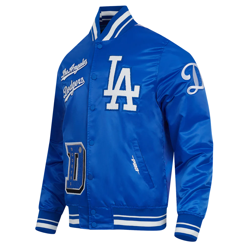 MLB LOS ANGELES DODGERS MEN'S SUBLIMATED SATIN JACKET-MIDNIGHT SKY (EGGSHELL/ ROYAL BLUE) - Image 2