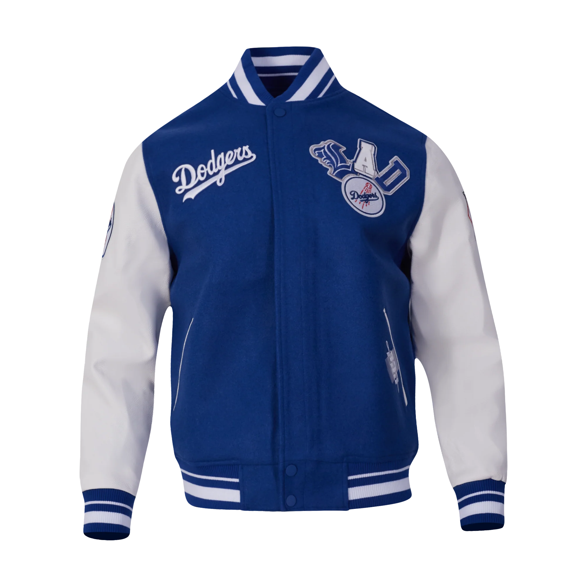 MLB LOS ANGELES DODGERS CITY RANSOM MEN'S RIB WOOL VARSITY JACKET (DODGER BLUE/WHITE)