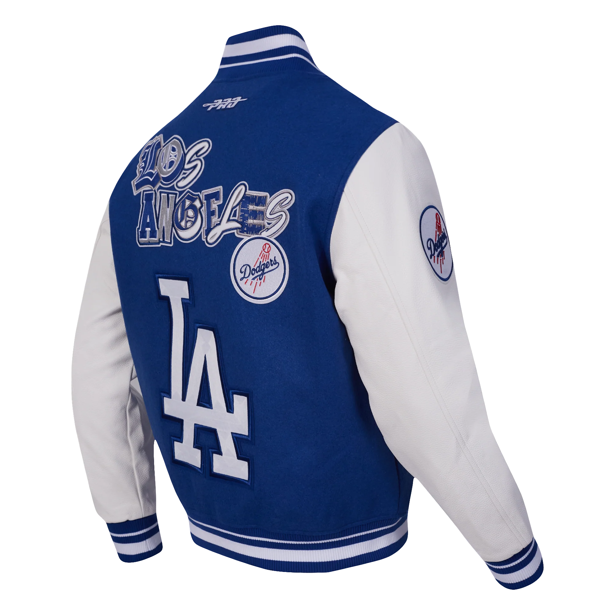 MLB LOS ANGELES DODGERS CITY RANSOM MEN'S RIB WOOL VARSITY JACKET (DODGER BLUE/WHITE) - Image 4