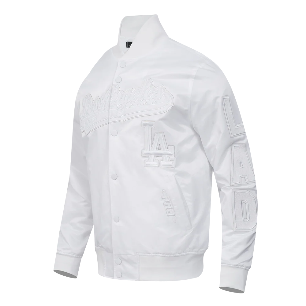 MLB LOS ANGELES DODGERS WHITE OUT MEN'S SATIN JACKET (WHITE) - Image 2