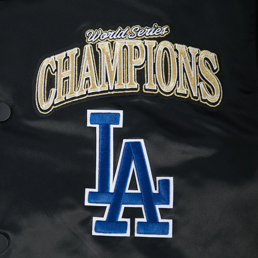 MLB LOS ANGELES DODGERS MLB WORLD SERIES 2025 PRO SATIN YD RIB JACKET (BLACK/DODGER BLUE) - Image 9