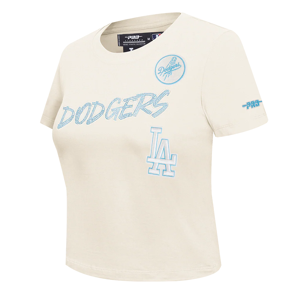 MLB LOS ANGELES DODGERS HIGH IMPACT WOMEN'S BABY DOLL TOP (EGGSHELL) - Image 2