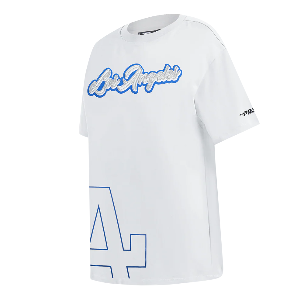 MLB LOS ANGELES DODGERS SHEER INFLUENCE WOMEN'S BOYFRIEND TOP (WHITE) - Image 2