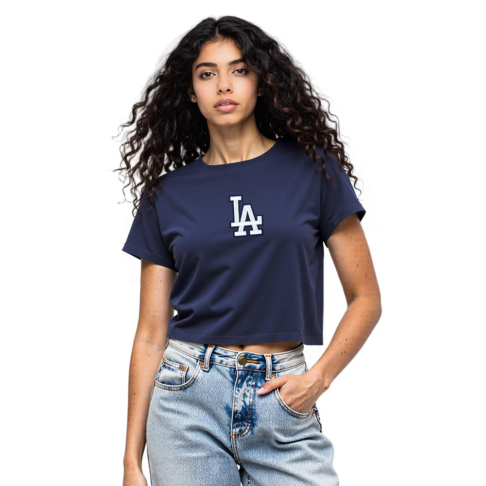 MLB LOS ANGELES DODGERS WINGSPAN WOMEN'S SJ BOXY TEE (MIDNIGHT NAVY) - Image 2