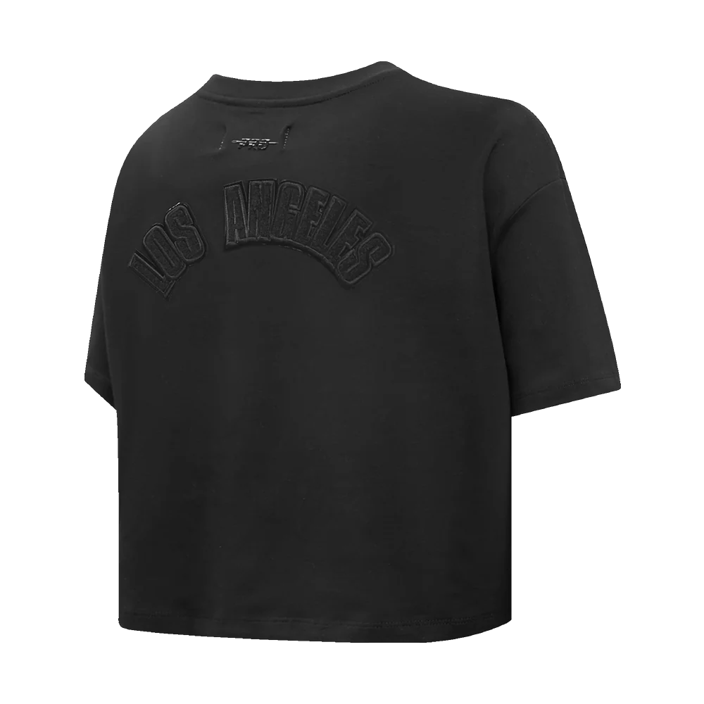 MLB LOS ANGELES DODGERS TRIPLE BLACK WOMEN'S BOXY TOP (TRIPLE BLACK) - Image 3