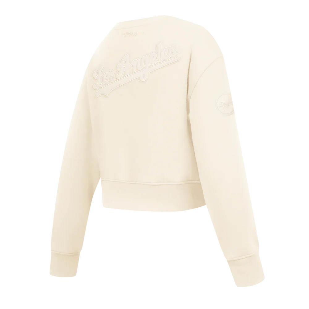 MLB LOS ANGELES DODGERS NEUTRAL BIG GIRLS FLEECE CREWNECK (EGGSHELL) - Image 4