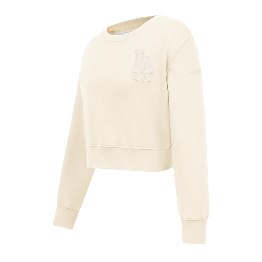 MLB LOS ANGELES DODGERS NEUTRAL BIG GIRLS FLEECE CREWNECK (TAUPE) - Image 2