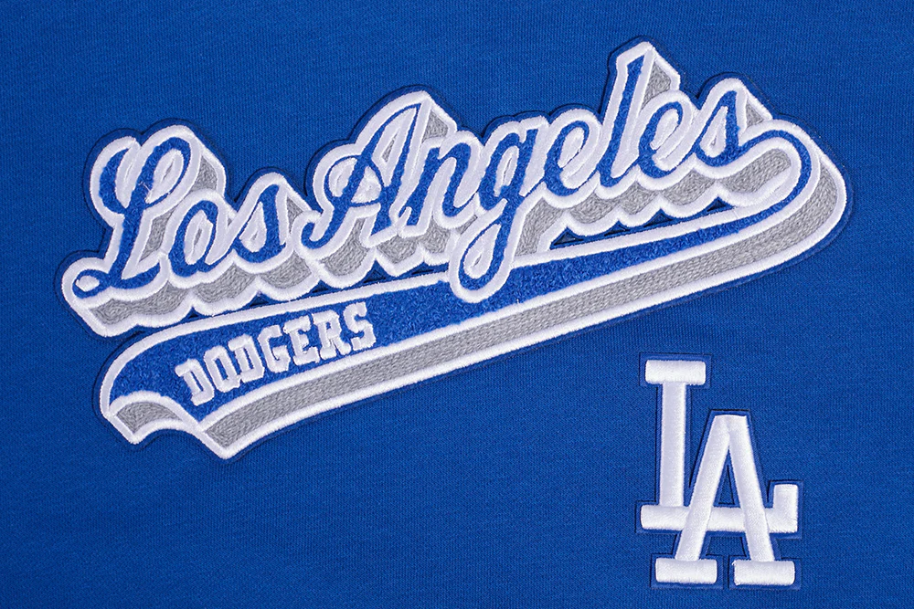 MLB LOS ANGELES DODGERS SCRIPT TAIL WOMEN'S RIB FLEECE CROPPED PULLOVER HOODIE (DODGER BLUE) - Image 5