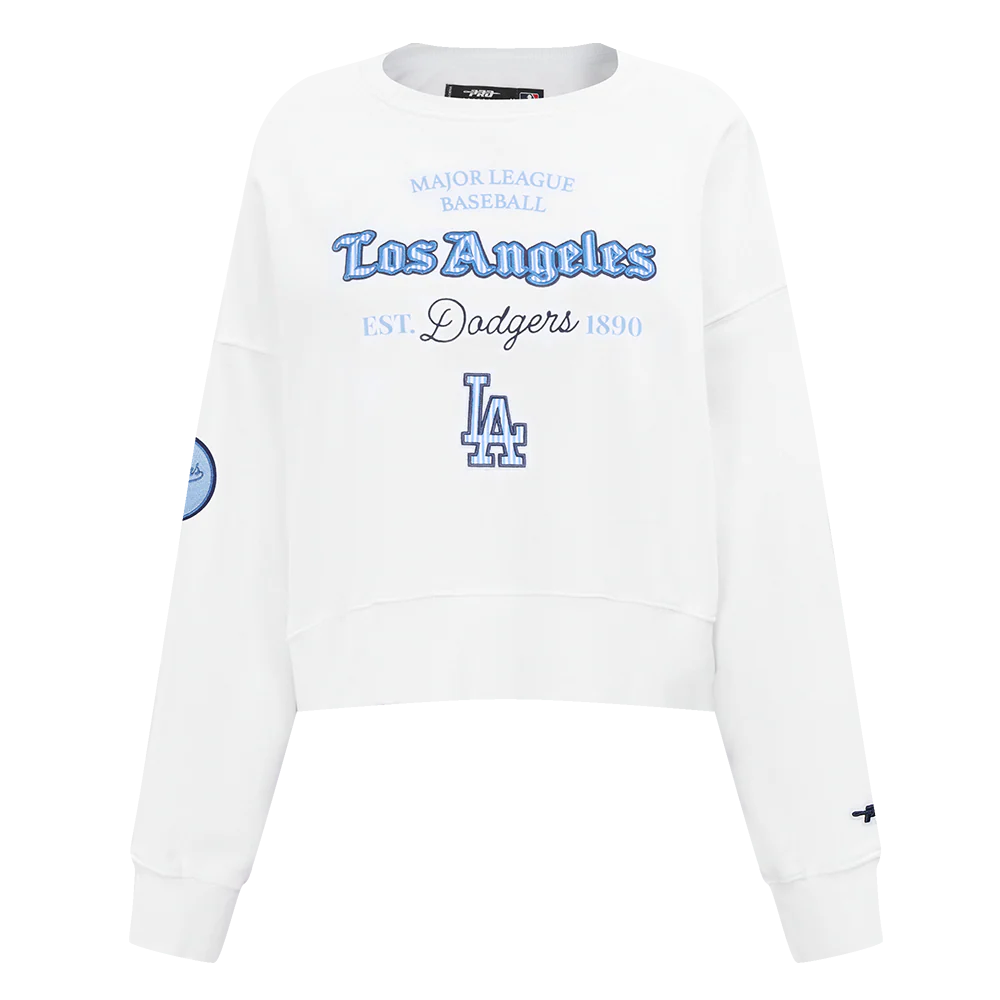 MLB LOS ANGELES DODGERS COUNTRY CLUB WOMEN'S DOUBLE KNIT CREWNECK (WHITE)