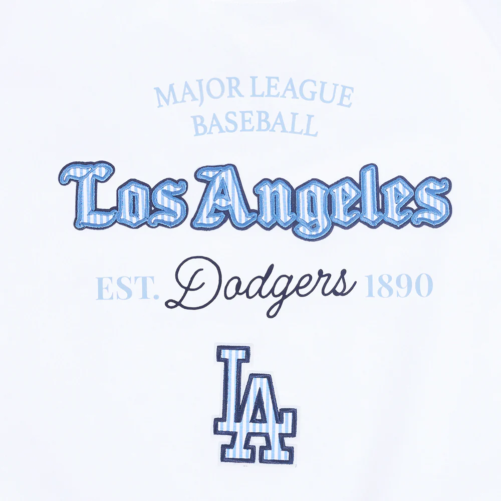 MLB LOS ANGELES DODGERS COUNTRY CLUB WOMEN'S DOUBLE KNIT CREWNECK (WHITE) - Image 5