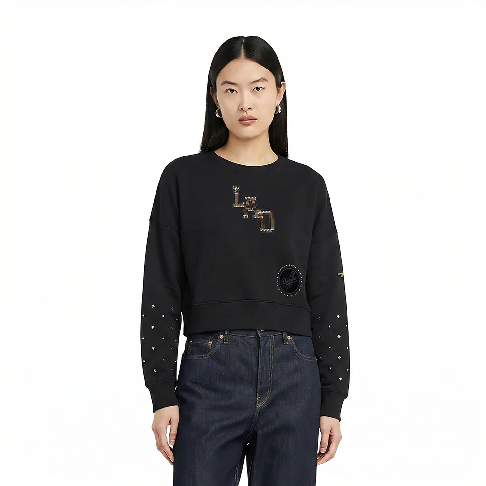 MLB LOS ANGELES DODGERS RENEGADE WOMEN'S FLC CREWNECK (BLACK)