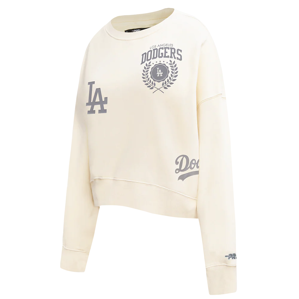 MLB LOS ANGELES DODGERS STREET TEAM WOMEN'S FLC CREWNECK (EGGSHELL) - Image 3