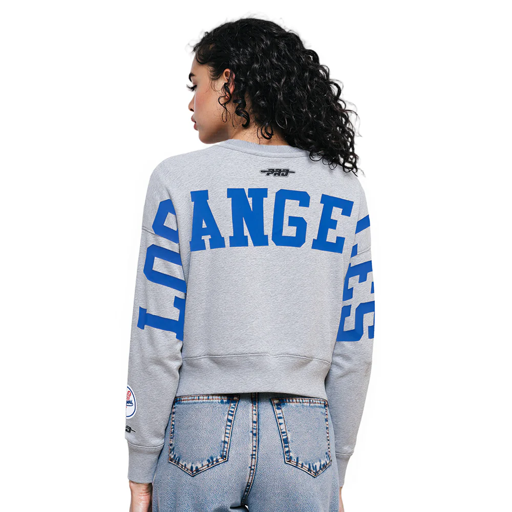 MLB LOS ANGELES DODGERS WINGSPAN WOMEN'S FLC CREWNECK (DARK HEATHER GRAY)