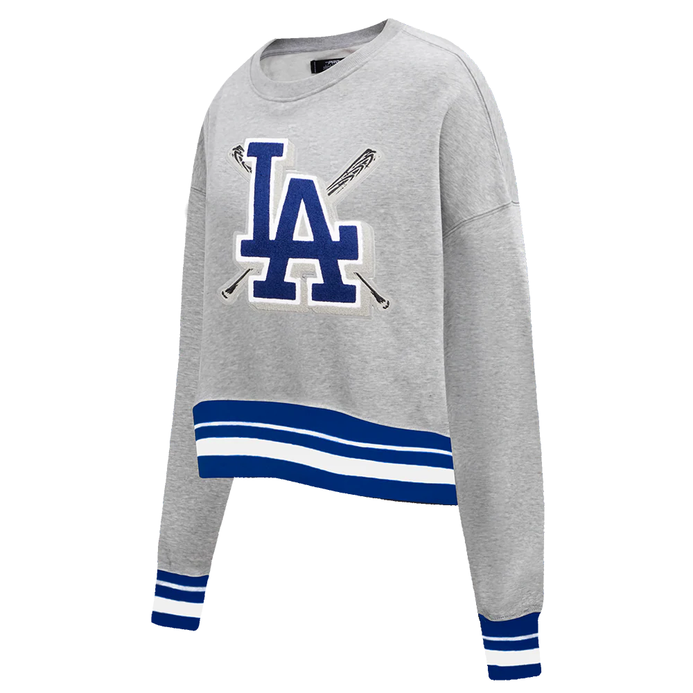MLB LOS ANGELES DODGERS MASHUP WOMEN'S RIB CREWNECK (HEATHER GREY/DODGER BLUE) - Image 2