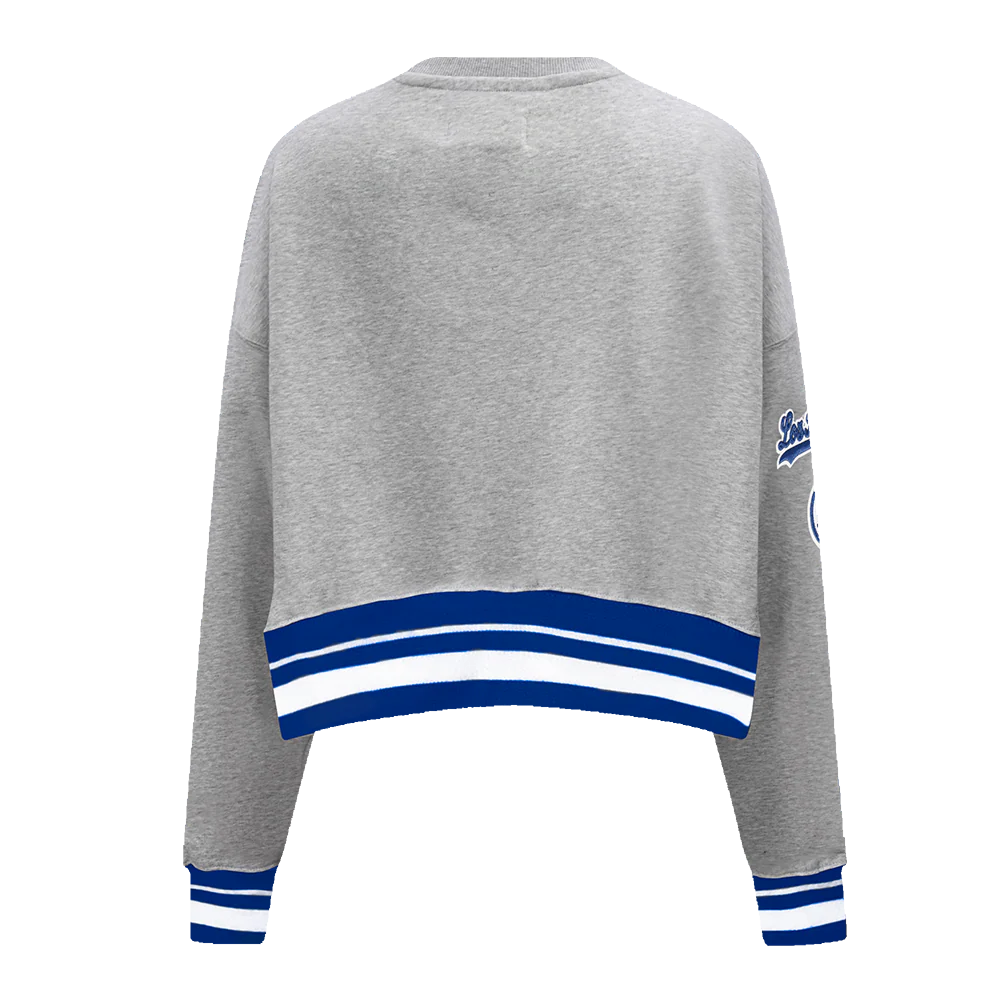 MLB LOS ANGELES DODGERS MASHUP WOMEN'S RIB CREWNECK (HEATHER GREY/DODGER BLUE) - Image 4