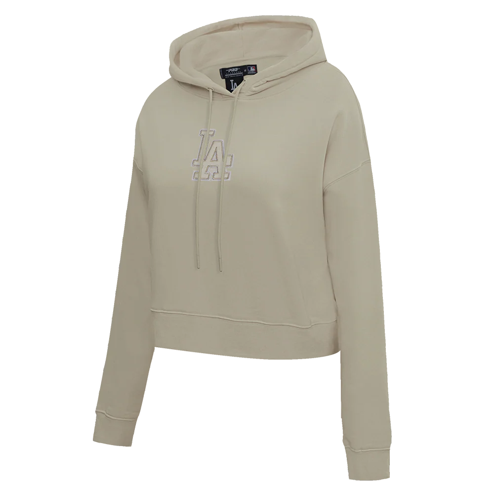 MLB LOS ANGELES DODGERS NEUTRAL WOMEN'S CROPPED PULLOVER HOODIE (TAUPE) - Image 2