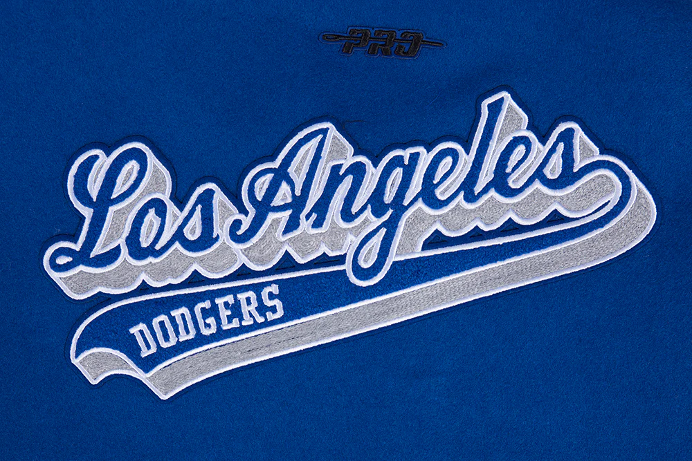 MLB LOS ANGELES DODGERS SCRIPT TAIL WOMEN'S RIB WOOL VARSITY JACKET (DODGER BLUE/WHITE) - Image 7