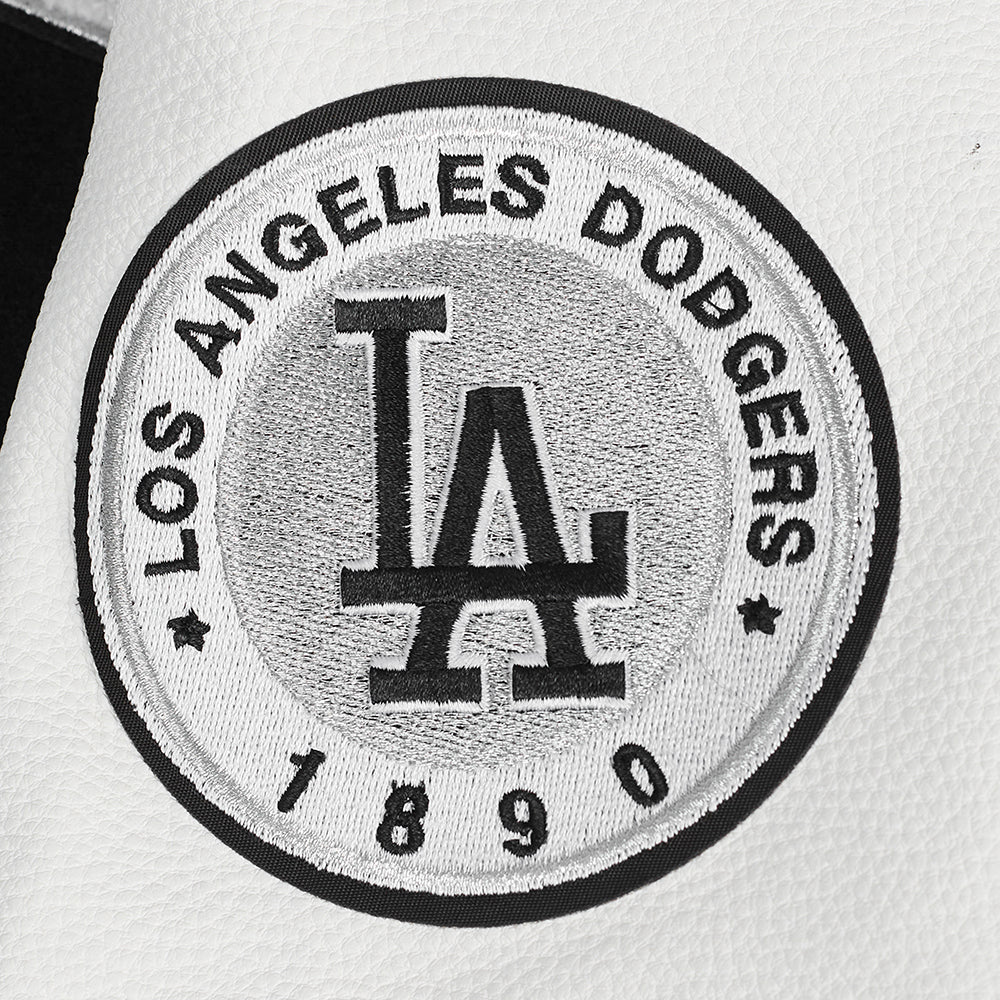 MLB LOS ANGELES DODGERS PEARLS WOMEN'S RIB WOOL VARSITY JACKET (BLACK/WHITE) - Image 8