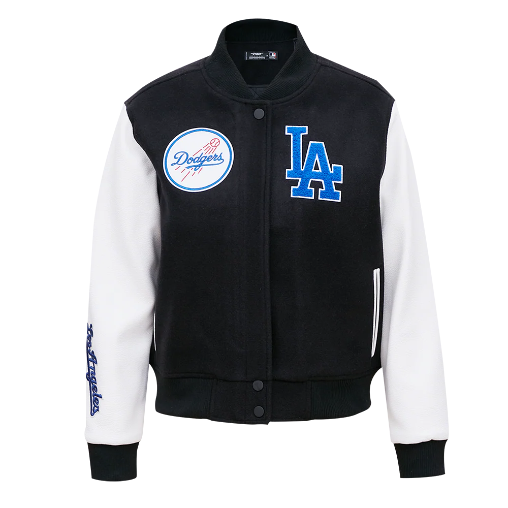MLB LOS ANGELES DODGERS CLASSIC WOOL WOMEN'S VARSITY JACKET (BLACK/WHITE)