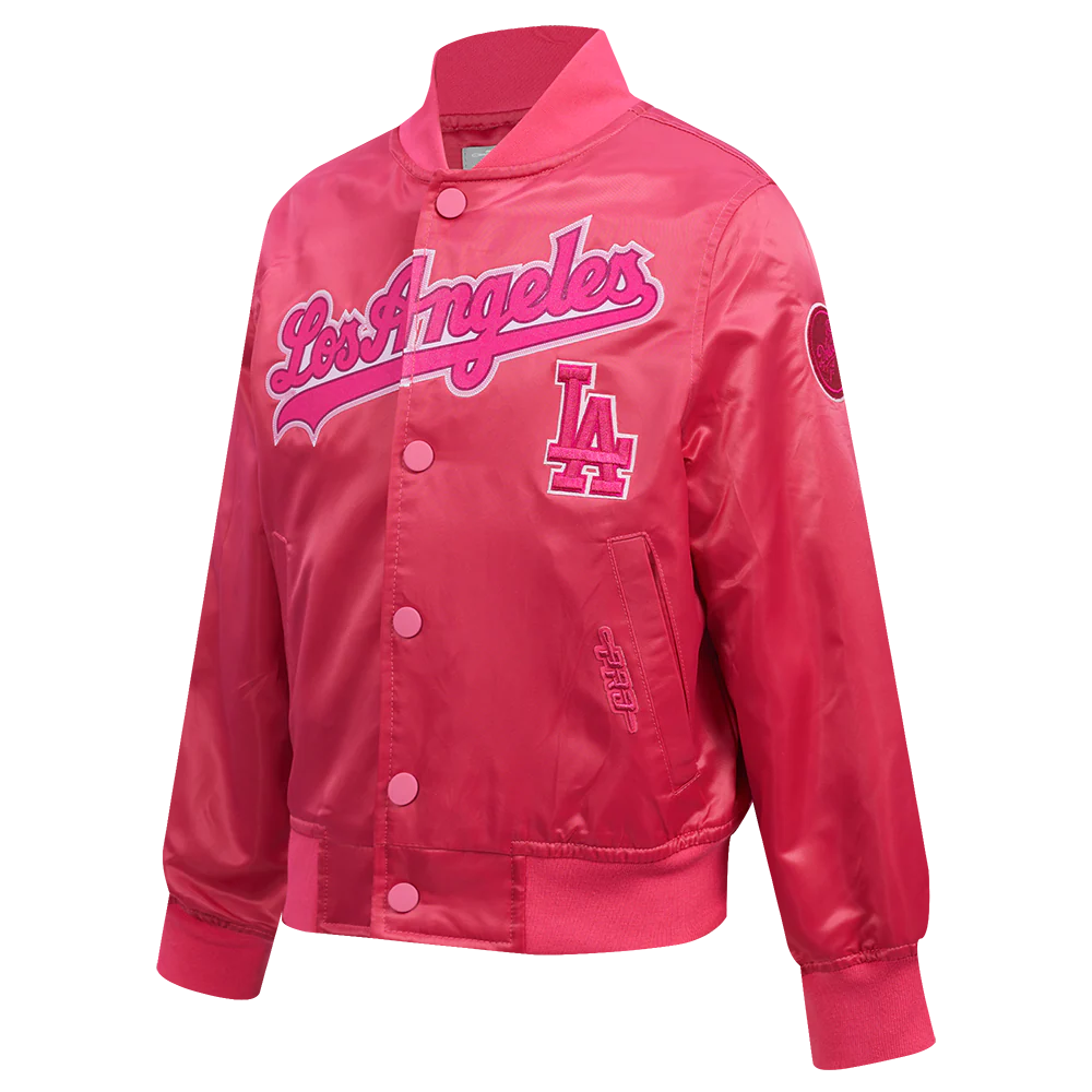MLB LOS ANGELES DODGERS TRIPLE PINK LITTLE GIRLS SATIN JACKET (BEETROOT PURPLE) - Image 2